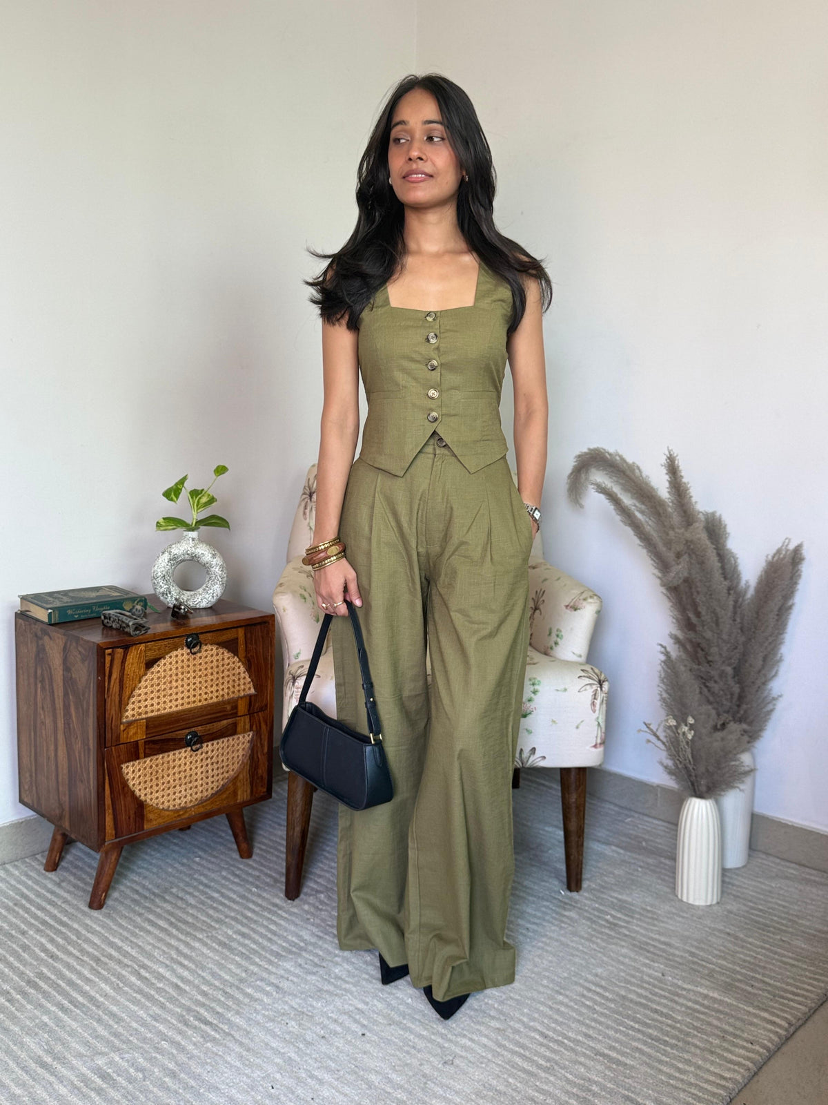Tailored Olive Green Waistcoat Set