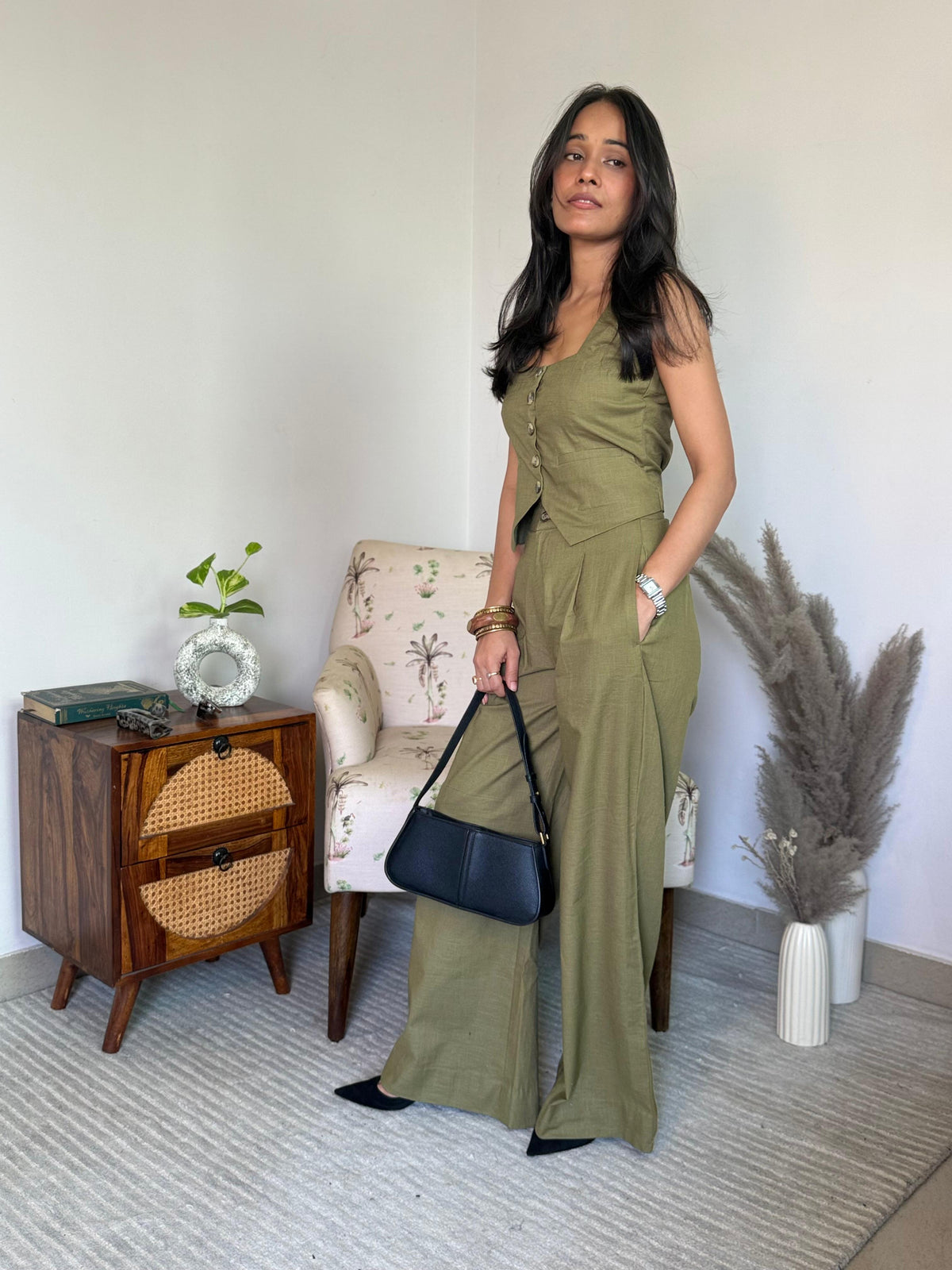 Tailored Olive Green Waistcoat Set