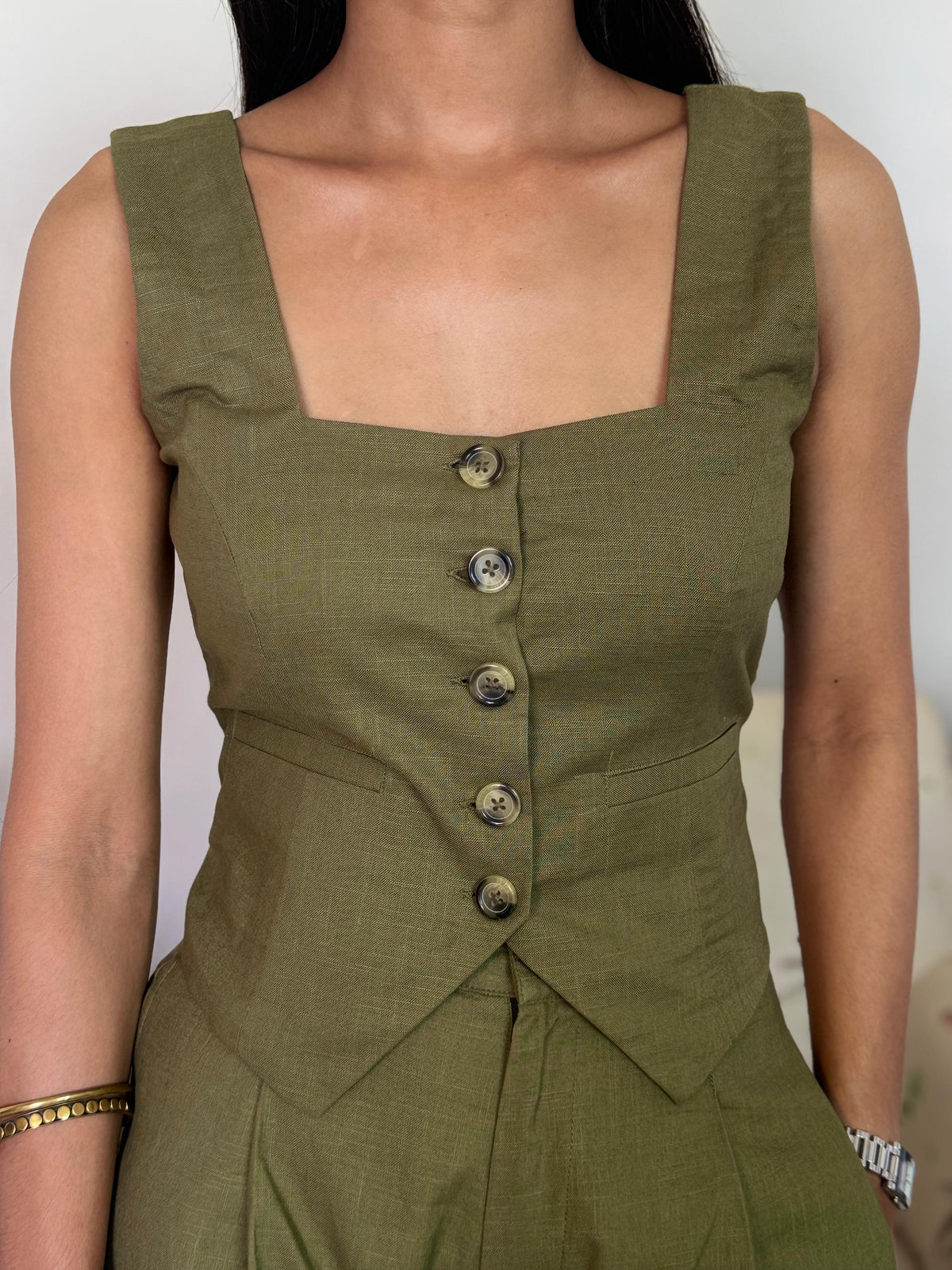 Tailored Olive Green Waistcoat Set