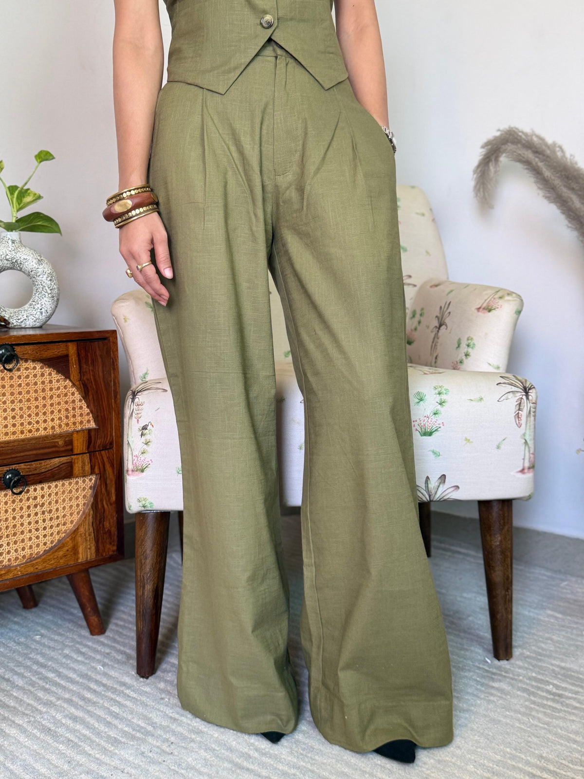 Tailored Olive Green Waistcoat Set