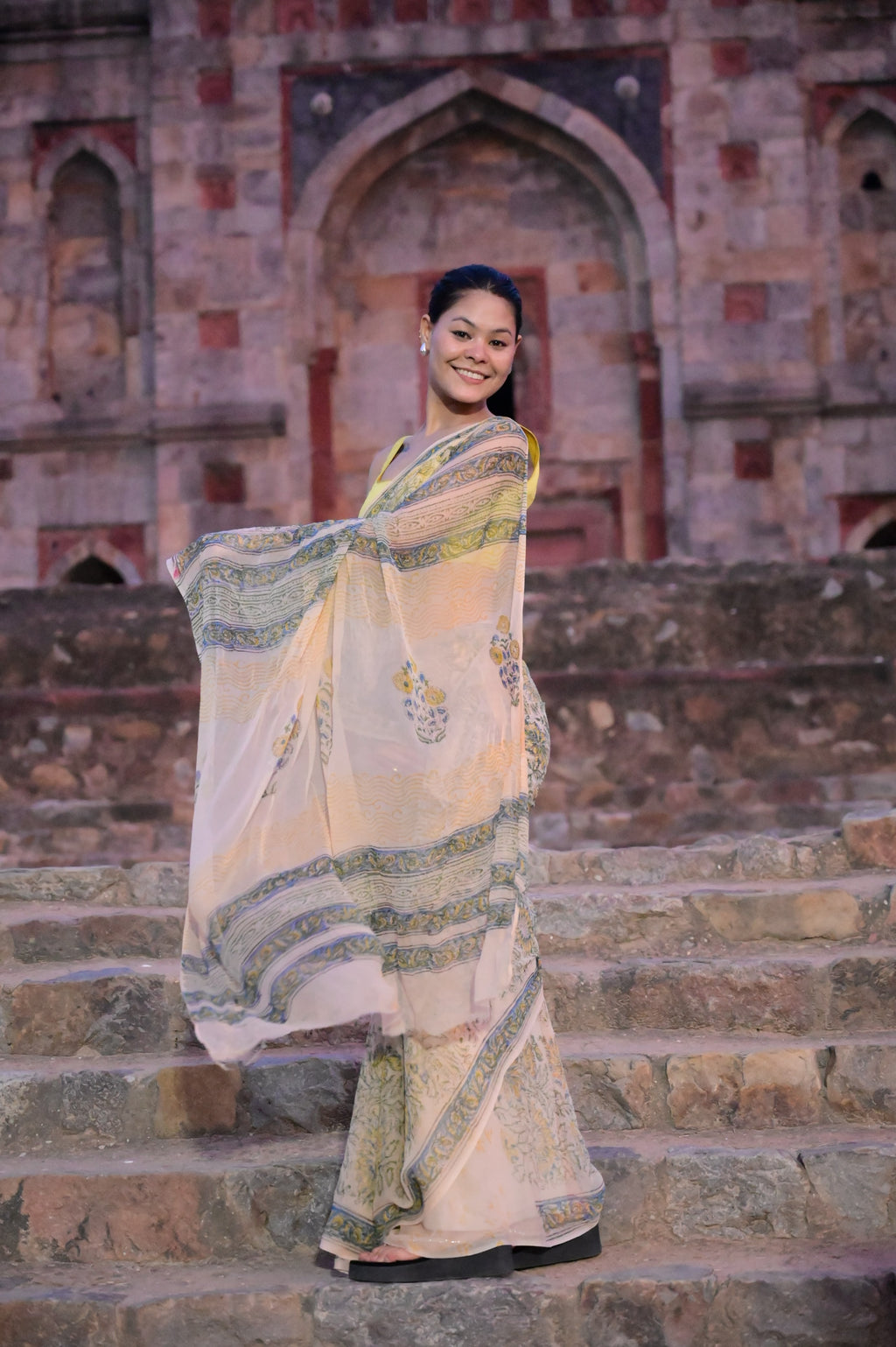 Pure Double Diamond Chiffon Saree