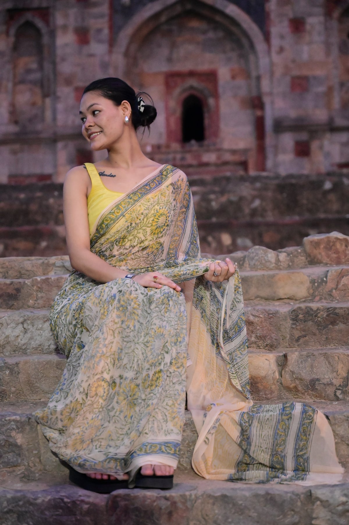 Pure Double Diamond Chiffon Saree